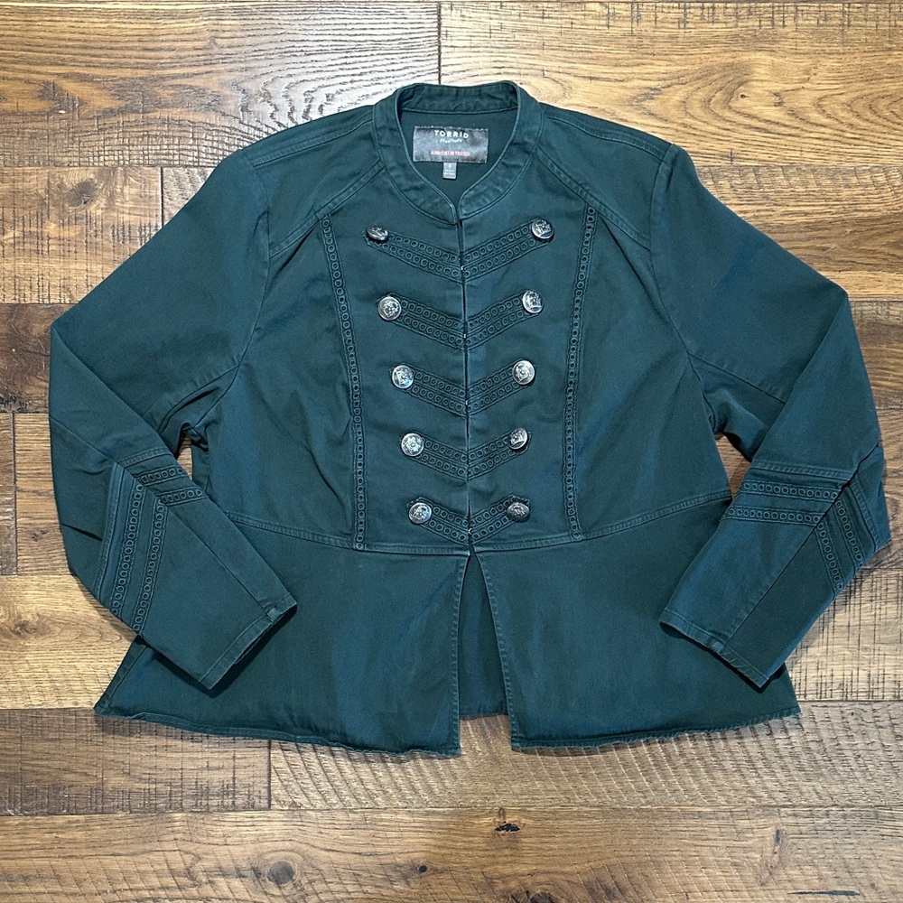 torrid Dark Green Military-Style Band Jacket